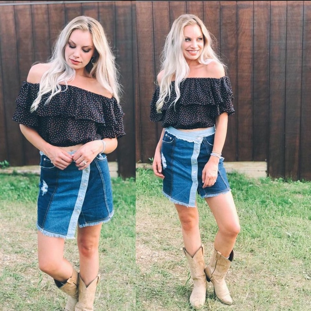 Asymmetrical Patchwork Jean Skirt - image 4